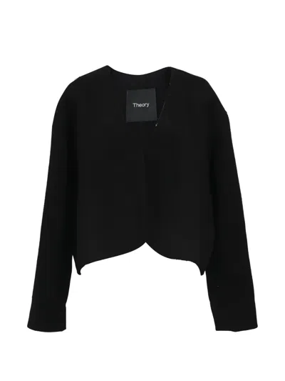 Pre-owned Theory V-neck Jacket In Black