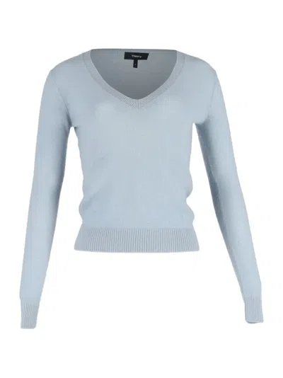 Pre-owned Theory V-neck Knitted Sweater In Blue