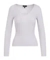 Theory Wool-blend V-neck Top In White