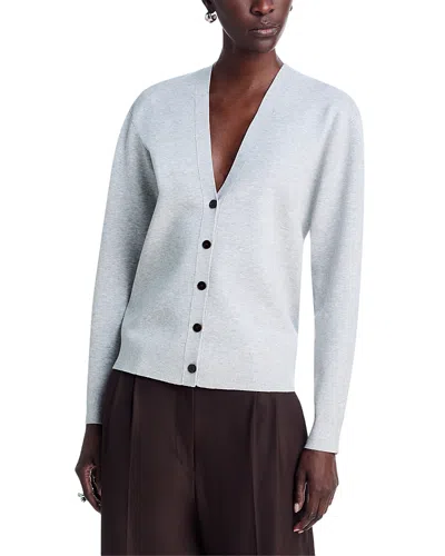 Theory V Neck Long Sleeve Cardigan Sweater In White