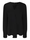 Theory V-neck Long-sleeved Plain Top In Black