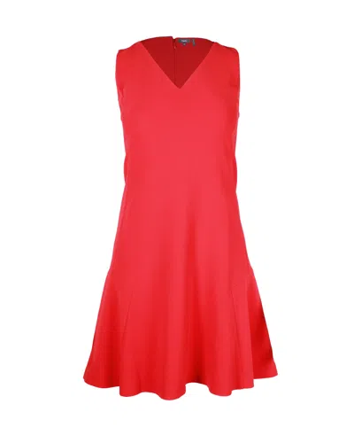 Theory V-neck Sleeveless Admiral Crepe Short Dress In Red Triacetate