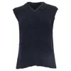 Theory V-neck Sweater Vest In Black Cotton In Blue