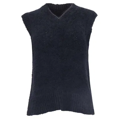 Theory V-neck Sweater Vest In Black Cotton In Blue