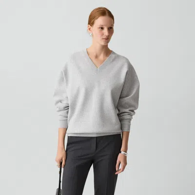 Theory V-neck Sweatshirt In Light Bilen In Gray