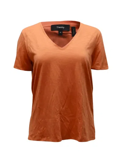 Pre-owned Theory V-neck T-shirt In Orange