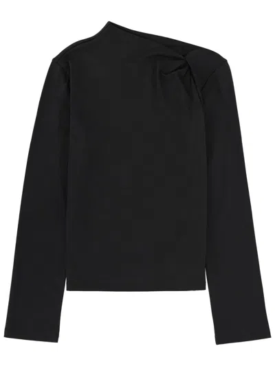 Theory Twist Neck Top In Cotton Jersey In Black