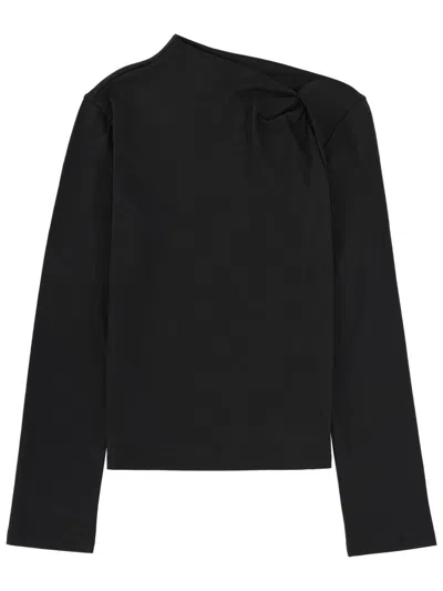 Theory Twist Neck Top In Cotton Jersey In Black