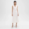 Theory V-neck Volume Dress In Good Linen In White