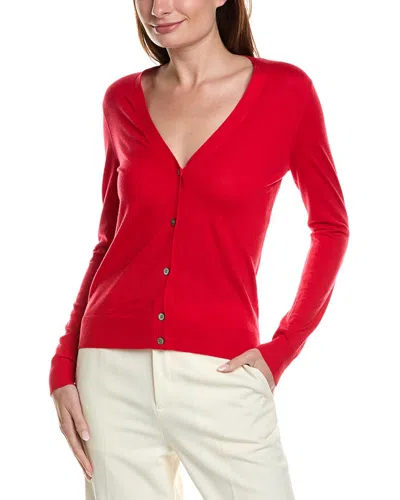Theory V-neck Wool-blend Cardigan In Red