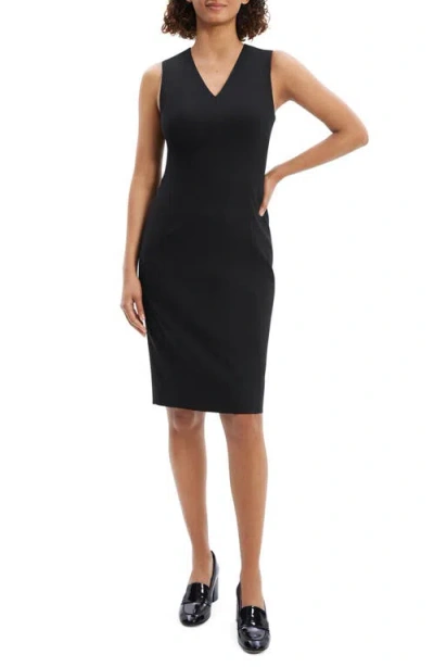 Theory V-neck Wool Blend Sheath Dress In Black