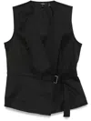 Theory Sleeveless Stretch Cotton Wrap Top In Black