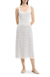 Theory Variegated Stripe Pima Cotton Blend Midi Dress
