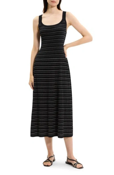 Theory Variegated Stripe Pima Cotton Blend Midi Dress