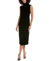 Theory Velvet Funnel Neck Midi Dress In Black
