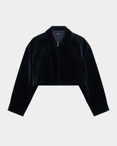 THEORY VELVET ZIP-UP CROP JACKET
