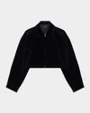 Theory Cropped Velvet A Line Jacket In Black