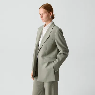 Theory Vented Blazer In Wool Gabardine In Gray