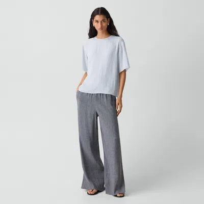 Theory Vented Pull-on Pant In Fluid Linen In Blue