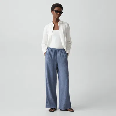 Theory Vented Pull-on Pant In Fluid Linen In Blue