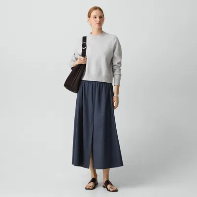 Theory Vented Skirt In Relaxed Poplin In Blue