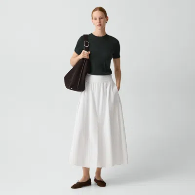 Theory Vented Skirt In Relaxed Poplin In White