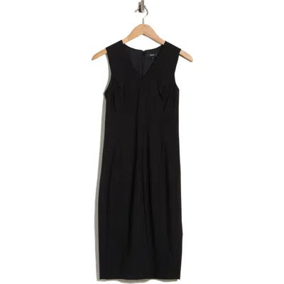 Theory Verve Wool V-neck Midi Dress In Black