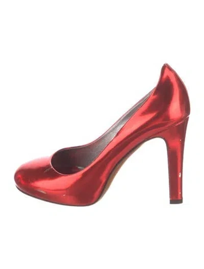 Pre-owned Theory Vintage Patent Leather Pumps In Red