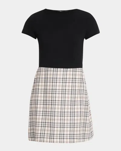 Theory Virgin Wool A-line Mini Dress In Multi