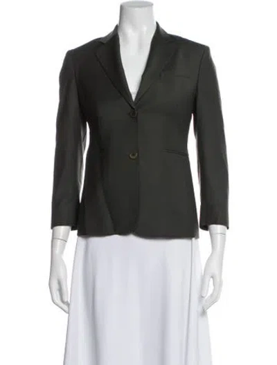 Pre-owned Theory Virgin Wool Blazer In Green