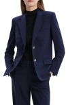 Theory Virgin Wool Blend Blazer In Navy