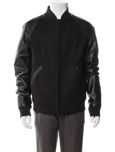 Pre-owned Theory Virgin Wool Bomber Jacket In Black