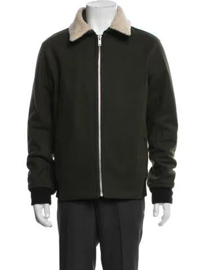 Pre-owned Theory Virgin Wool Bomber Jacket In Green