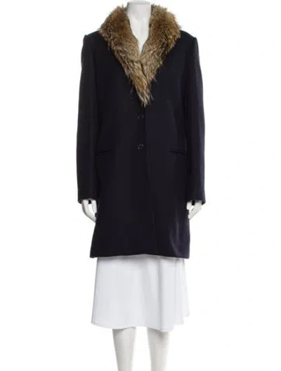 Pre-owned Theory Virgin Wool Coat In Blue