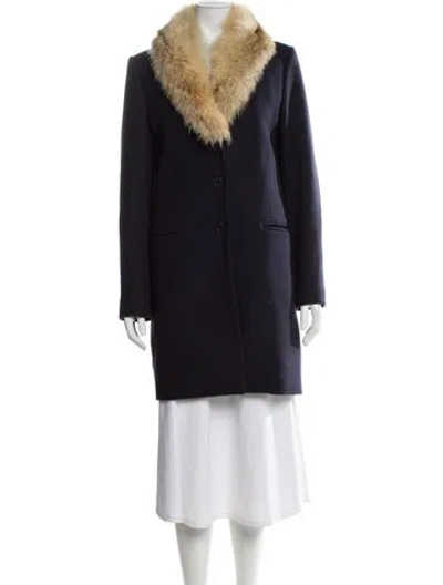 Pre-owned Theory Virgin Wool Coat In Blue