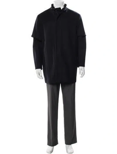Pre-owned Theory Virgin Wool Coat In Blue