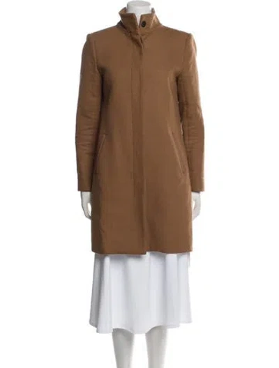 Pre-owned Theory Virgin Wool Coat In Brown