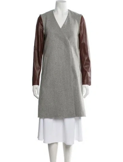 Pre-owned Theory Virgin Wool Coat In Gray