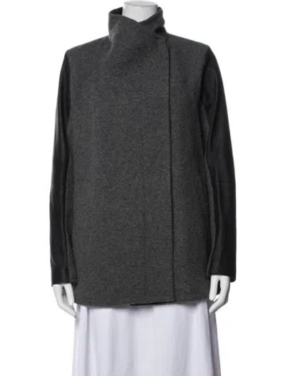 Pre-owned Theory Virgin Wool Coat In Gray