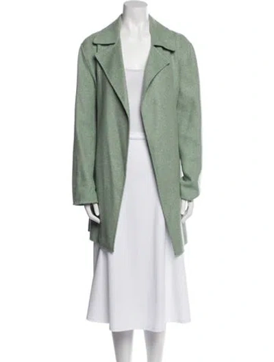 Pre-owned Theory Virgin Wool Coat In Green