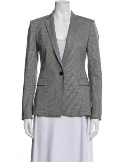 Pre-owned Theory Virgin Wool Houndstooth Print Blazer In Blue