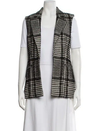 Pre-owned Theory Virgin Wool Houndstooth Print Vest In Multi