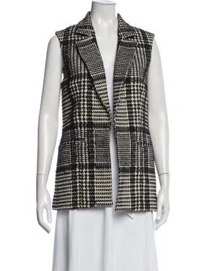 Pre-owned Theory Virgin Wool Houndstooth Print Vest In Multi