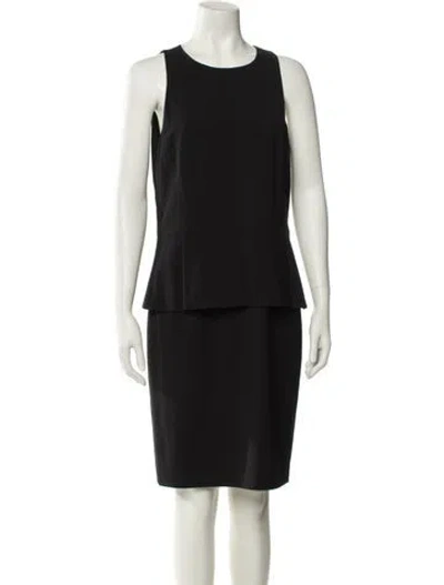 Pre-owned Theory Virgin Wool Knee-length Dress In Black