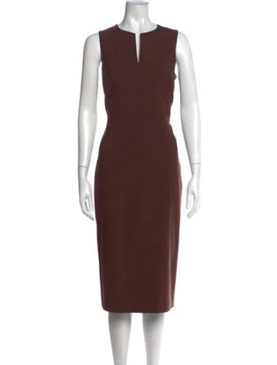 Pre-owned Theory Virgin Wool Knee-length Dress In Brown