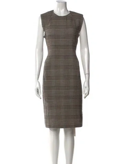 Pre-owned Theory Virgin Wool Knee-length Dress In Brown