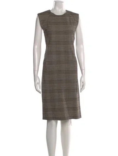 Pre-owned Theory Virgin Wool Knee-length Dress In Neutral