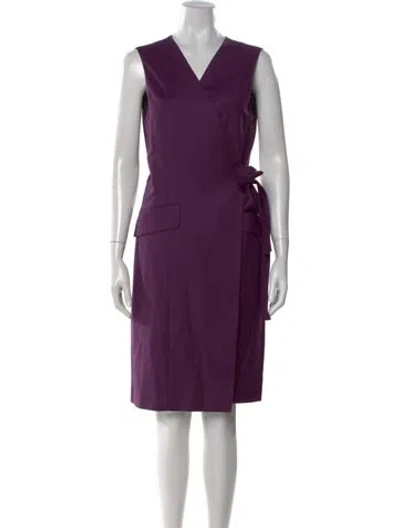 Pre-owned Theory Virgin Wool Knee-length Dress In Purple