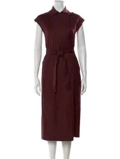 Pre-owned Theory Virgin Wool Midi Length Dress In Burgundy