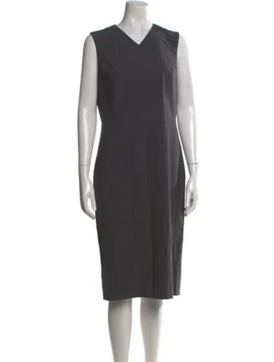 Pre-owned Theory Virgin Wool Midi Length Dress In Gray